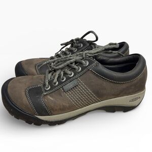 KEEN Austin Leather Casual Shoes Gargoyle Brown Mens US 10.5 Comfort Fit Pro